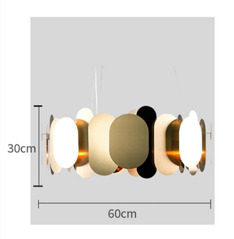 Lustre design chromé moderne à plaques rondes et plates Villa - vue 7 sur 7