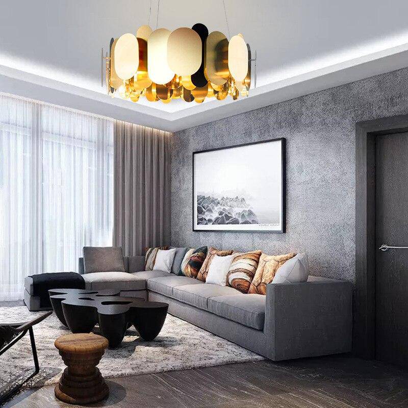 Lustre design chromé moderne à plaques rondes et plates Villa