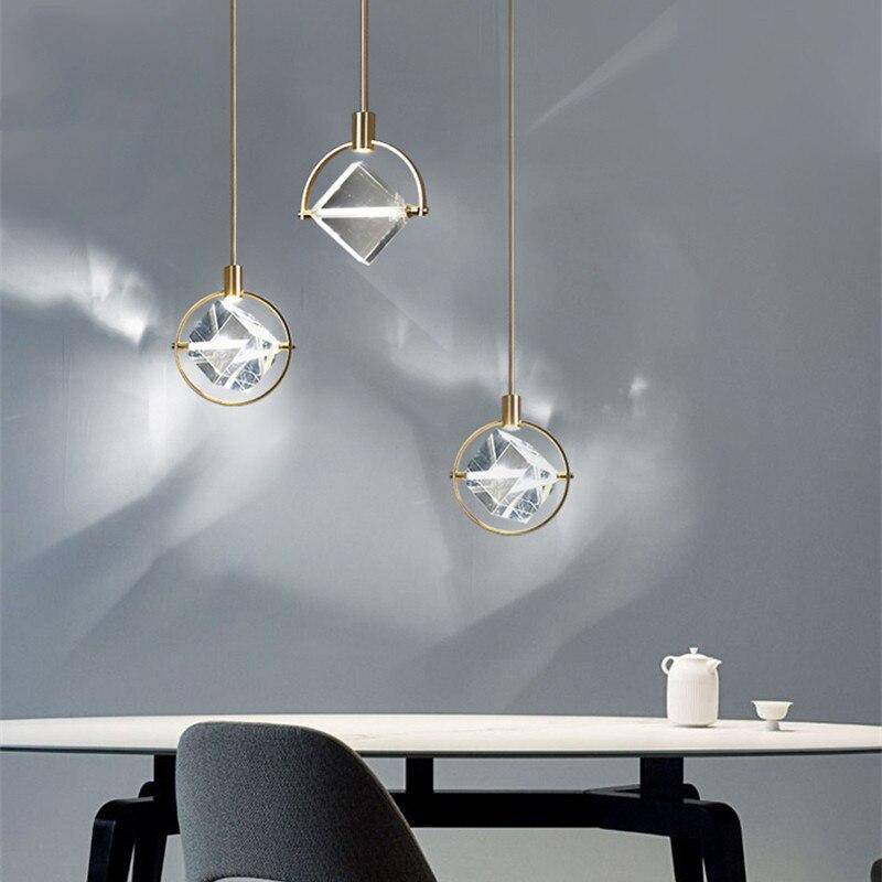 Suspension LED design avec rond doré et cristal de verre Luxury - vue 4 sur 6