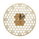 Horloge murale ronde en bois avec hexagones 30cm Honey