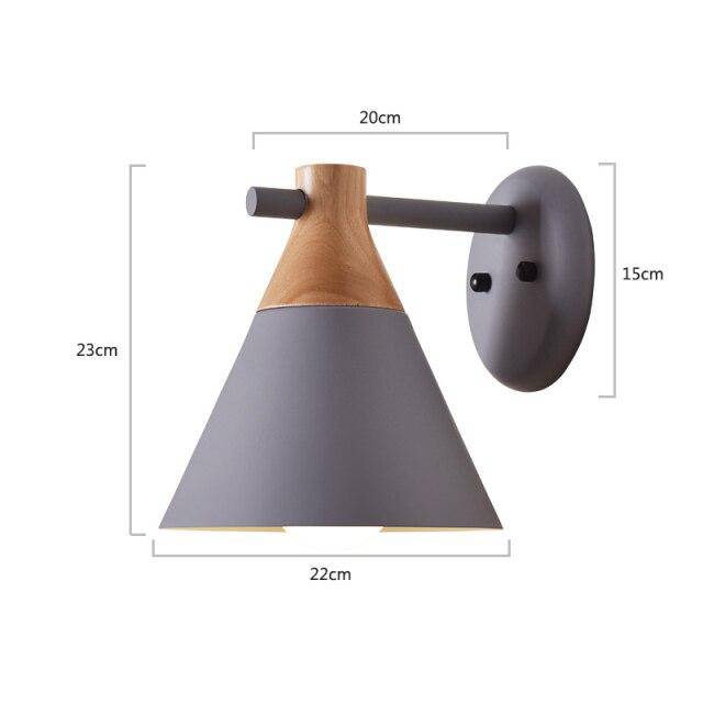 Applique murale moderne à LED en bois avec abat-jour coloré Macaron