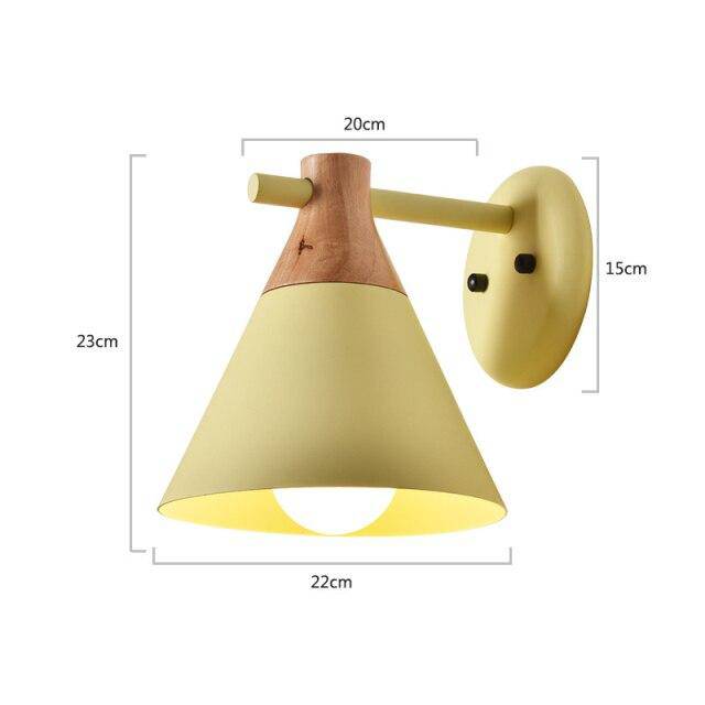 Applique murale moderne à LED en bois avec abat-jour coloré Macaron