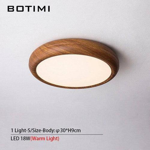 Plafonnier moderne LED rond imitation bois - vue 8 sur 15