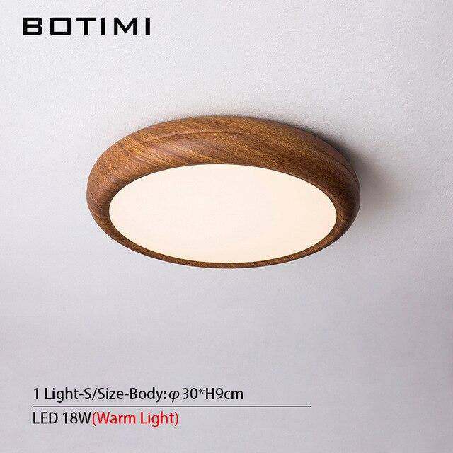 Plafonnier moderne LED rond imitation bois