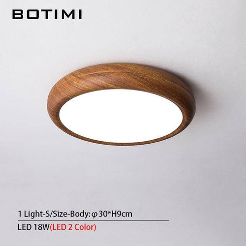 Plafonnier moderne LED rond imitation bois - vue 11 sur 15