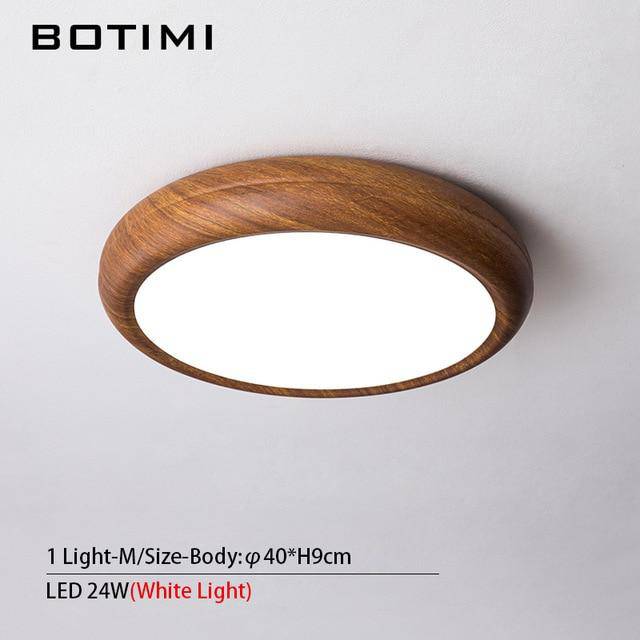 Plafonnier moderne LED rond imitation bois - vue 8 sur 15