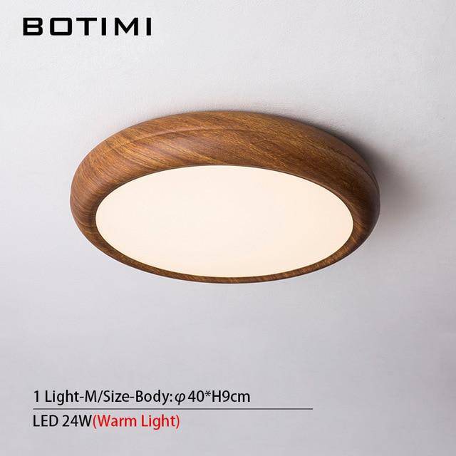 Plafonnier moderne LED rond imitation bois - vue 4 sur 15