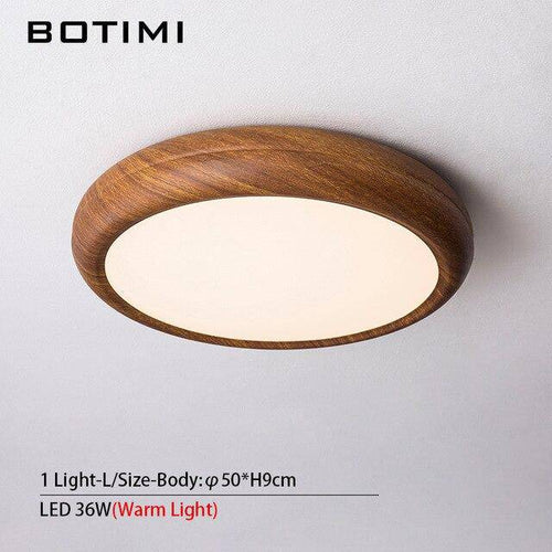 Plafonnier moderne LED rond imitation bois - vue 10 sur 15