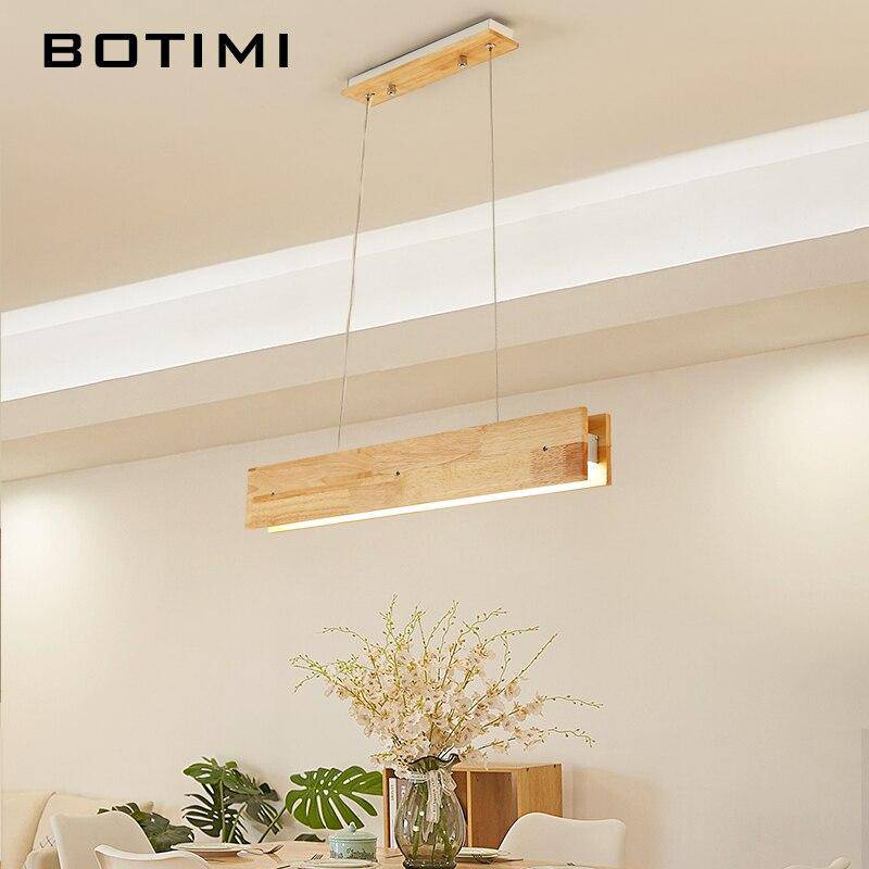 Suspension moderne LED rectangle en bois scandinave - vue 4 sur 4