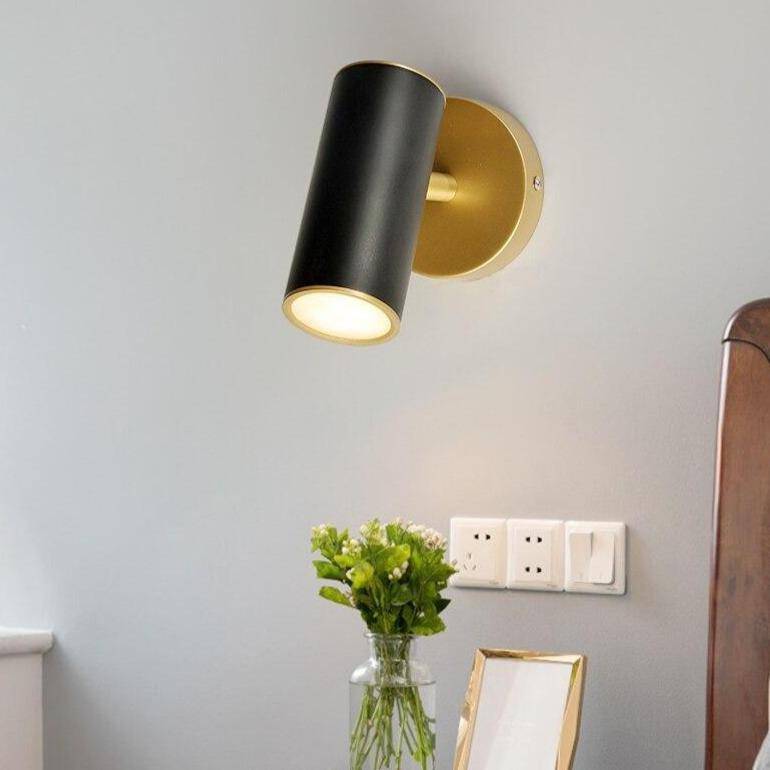 Applique murale LED avec spot cylindrique en métal doré - vue 4 sur 10