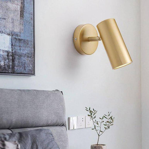 Applique murale LED avec spot cylindrique en métal doré
