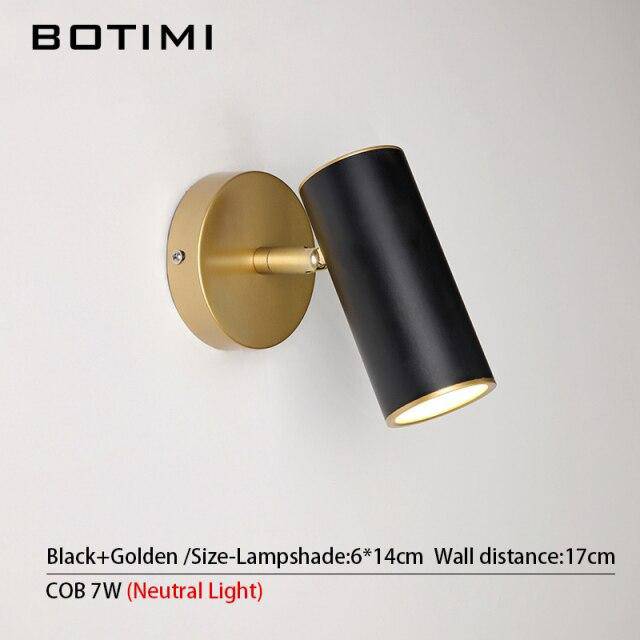 Applique murale LED avec spot cylindrique en métal doré - vue 9 sur 10