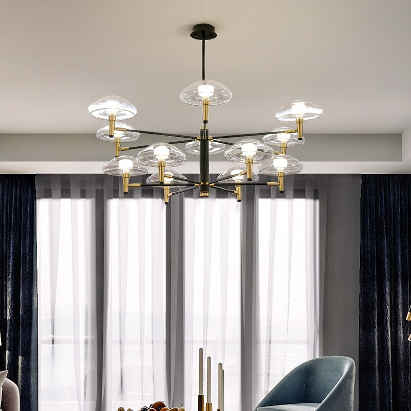 Lustre moderne abat-jours en forme de méduse en verre Hailey - vue 6 sur 8