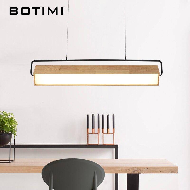 Lustre moderne LED allongé en bois Hang - vue 3 sur 3
