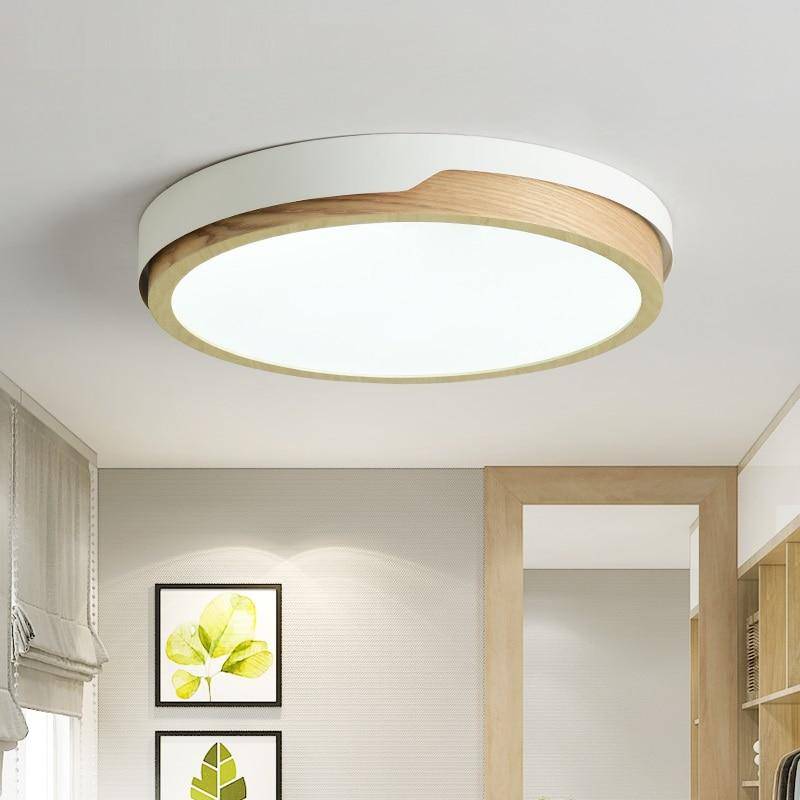 Plafonnier LED en bois et métal Nordic (plusieurs couleurs) - vue 3 sur 22