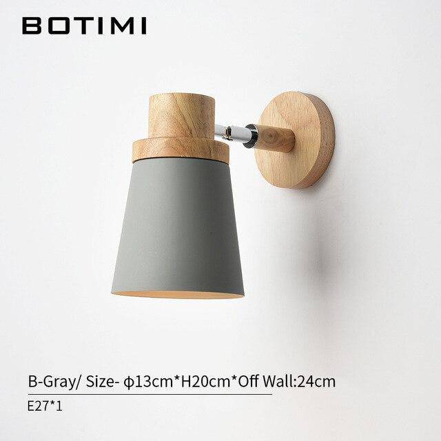 Applique murale moderne LED en bois avec abat-jour en tissu coloré
