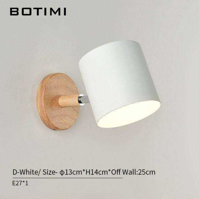 Applique murale moderne LED en bois avec abat-jour en tissu coloré