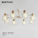 Lustre moderne LED bois avec plusieurs abat-jours en métal