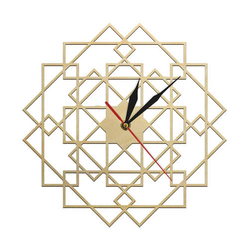 Horloge murale en bois avec rectangles superposés 30cm Mandala