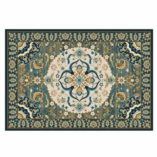 Tapis persan rectangle vert au style dirouz H