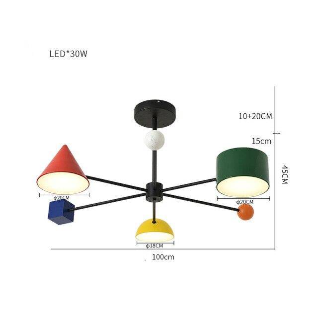 Plafonnier enfant LED avec différentes formes géométriques colorées - vue 3 sur 4