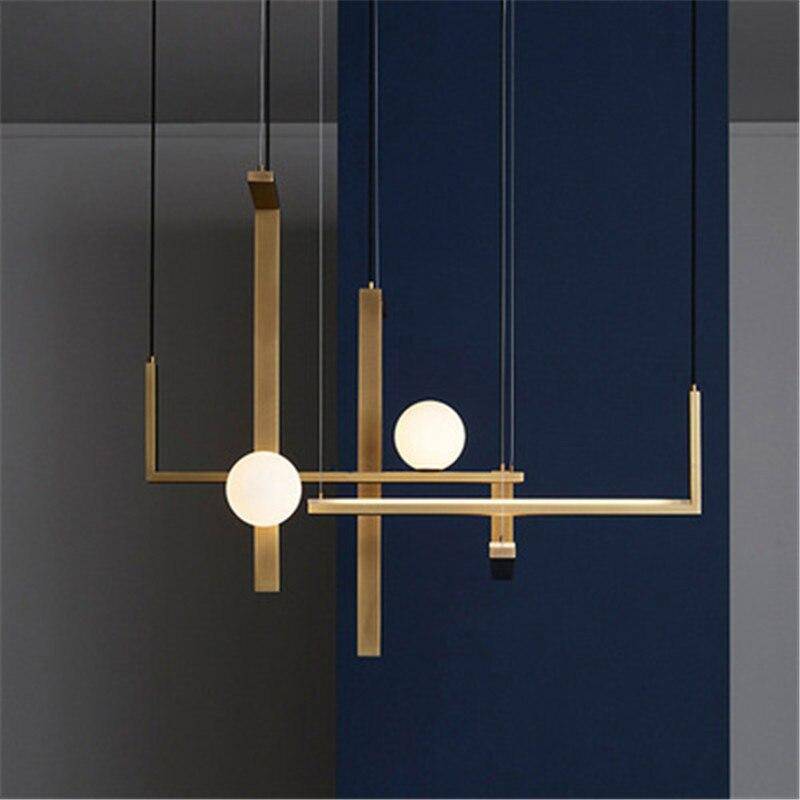 Suspension LED aux formes géométriques design et finitions cuivrées - vue 4 sur 10