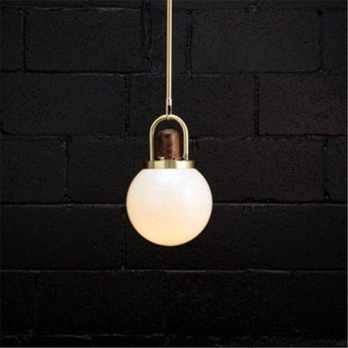 Suspension design LED boule en verre et métal doré style wood