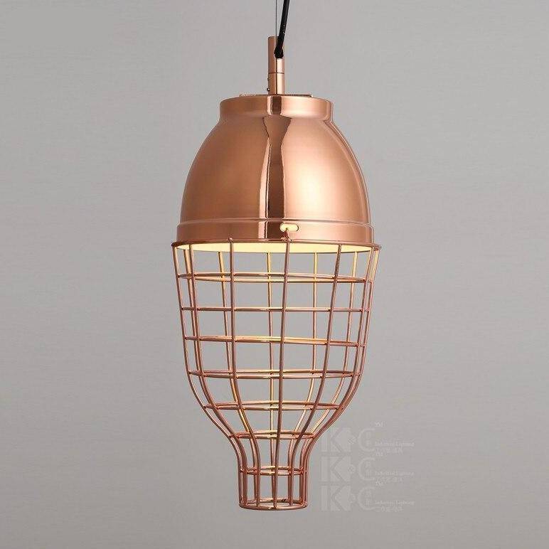 Suspension chromé style cuivre en cage Vintage - vue 5 sur 5