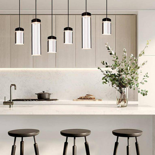 Suspension design cylindre en verre de plusieurs longueur