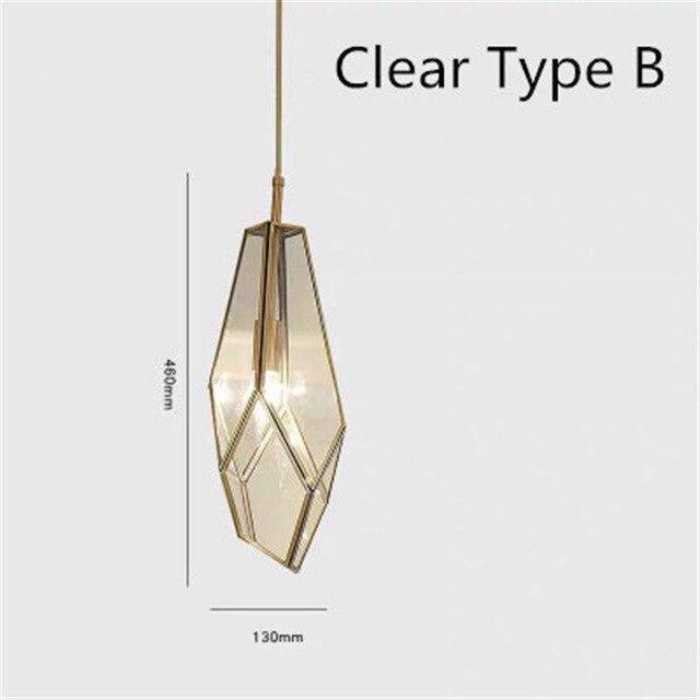 Suspension design dorée en métal et verre de plusieurs formes - vue 4 sur 9