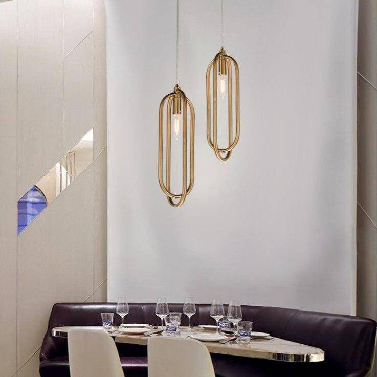 Suspension design double boucle dorée Decoration - vue 3 sur 5