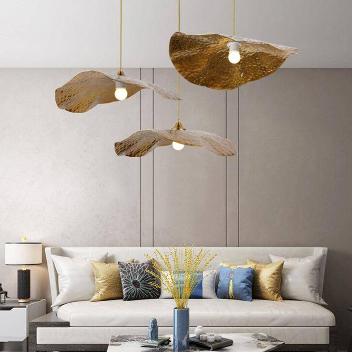 Suspension design feuille de lotus style chinois