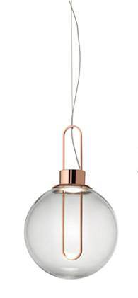 Suspension design boule de verre et socle chromé - vue 7 sur 10
