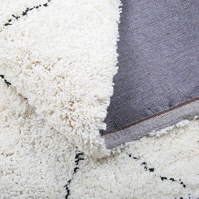 Tapis shaggy rectangle style berbère blanc à dessins Line C - vue 3 sur 5