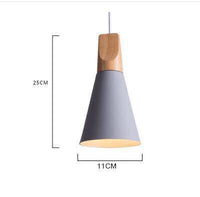 Wood and aluminium cone pendant light
