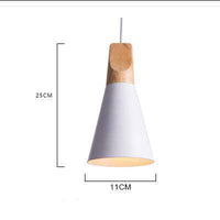 Wood and aluminium cone pendant light