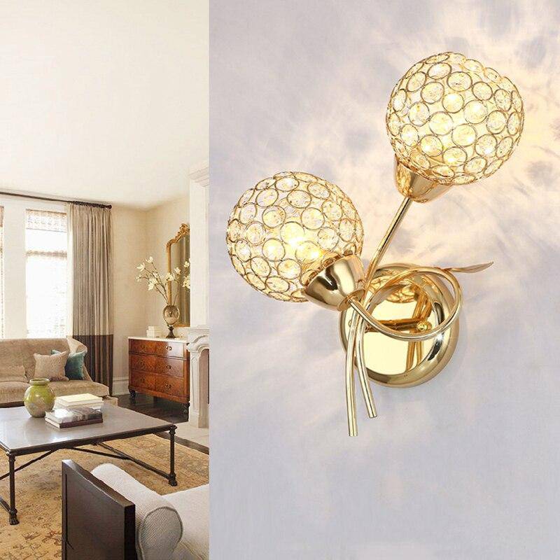 Applique murale design à LED avec double abat-jour en verre cristal Rétro