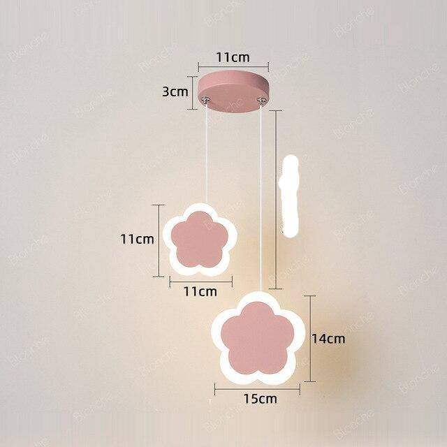 Suspension rose ou blanche LED avec des formes différentes pour les enfants