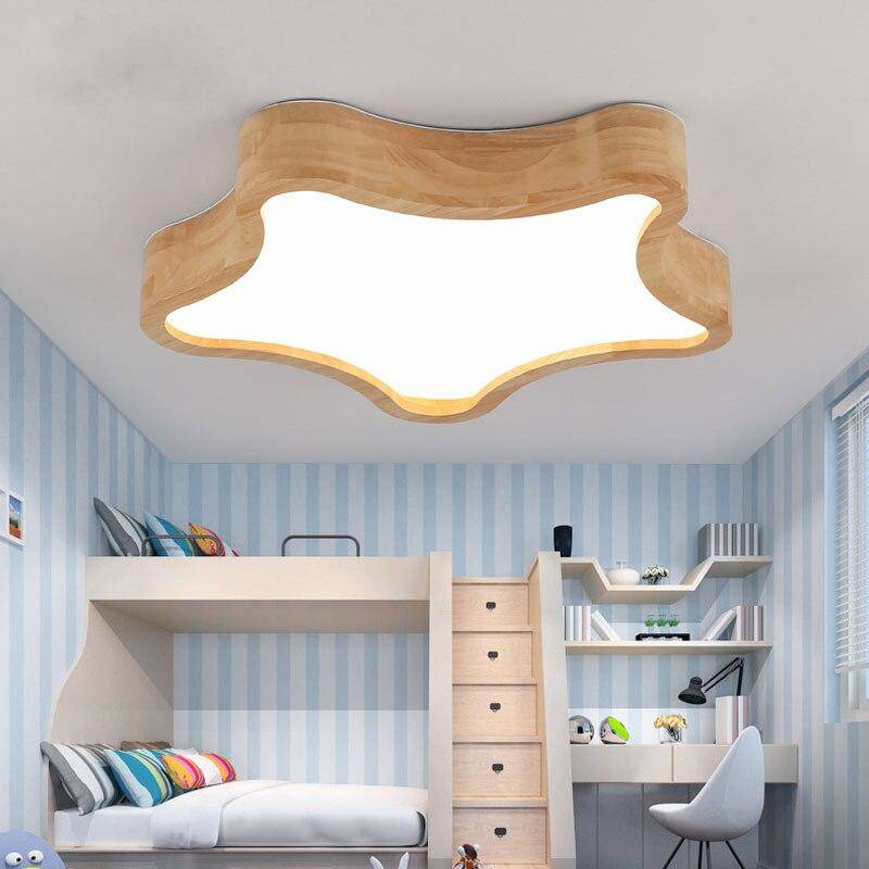Plafonnier moderne LED en bois style petite étoile Luster