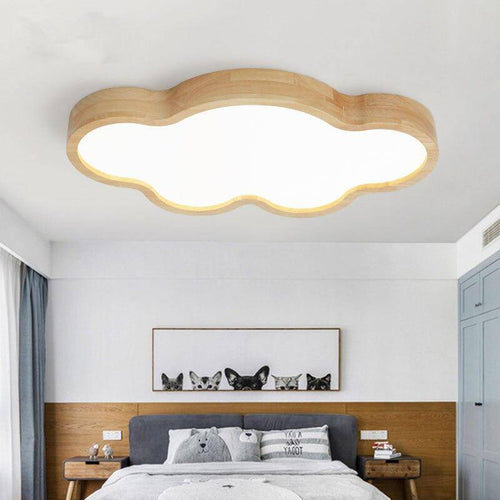 Plafonnier moderne à LED style nuage en bois - vue 3 sur 7