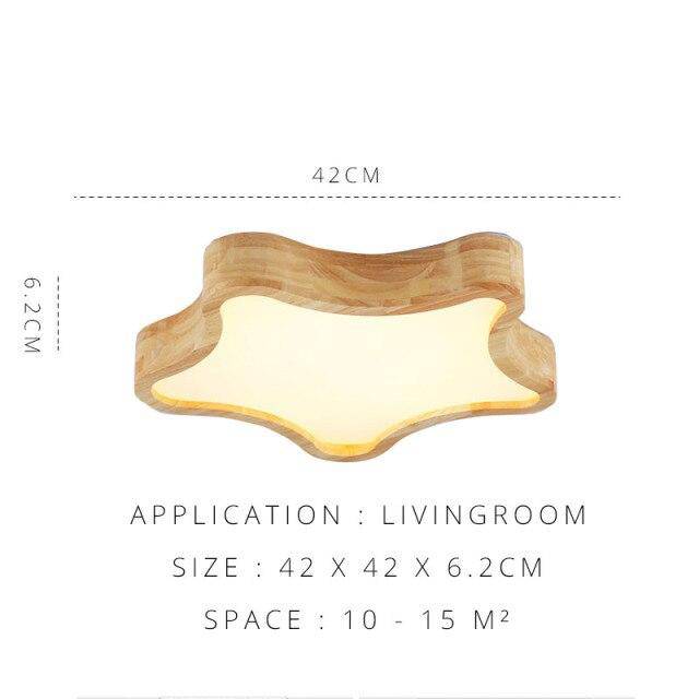 Plafonnier moderne LED en bois style petite étoile Luster