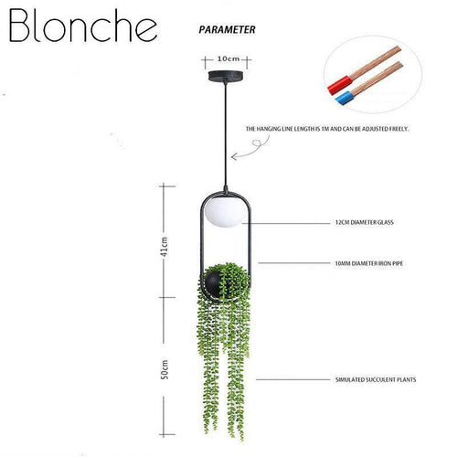 Suspension design LED avec boule en verre et fleurs suspendues - vue 7 sur 7