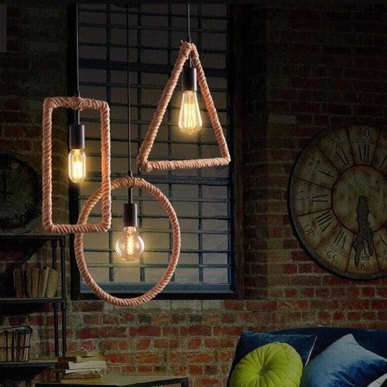 Suspension moderne LED en corde géometrique Hendese - vue 4 sur 7