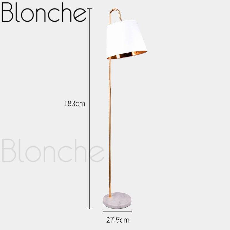 Lampadaire design LED en marbre avec abat-jour conique doré - vue 4 sur 4
