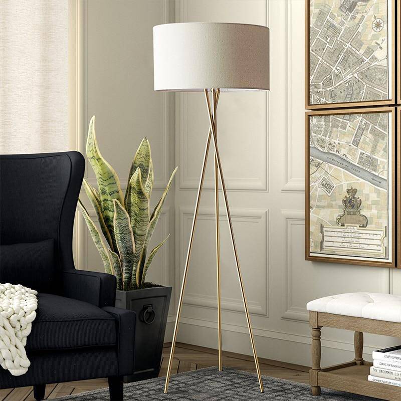 Lampadaire moderne LED tripod avec abat-jour cylindrique