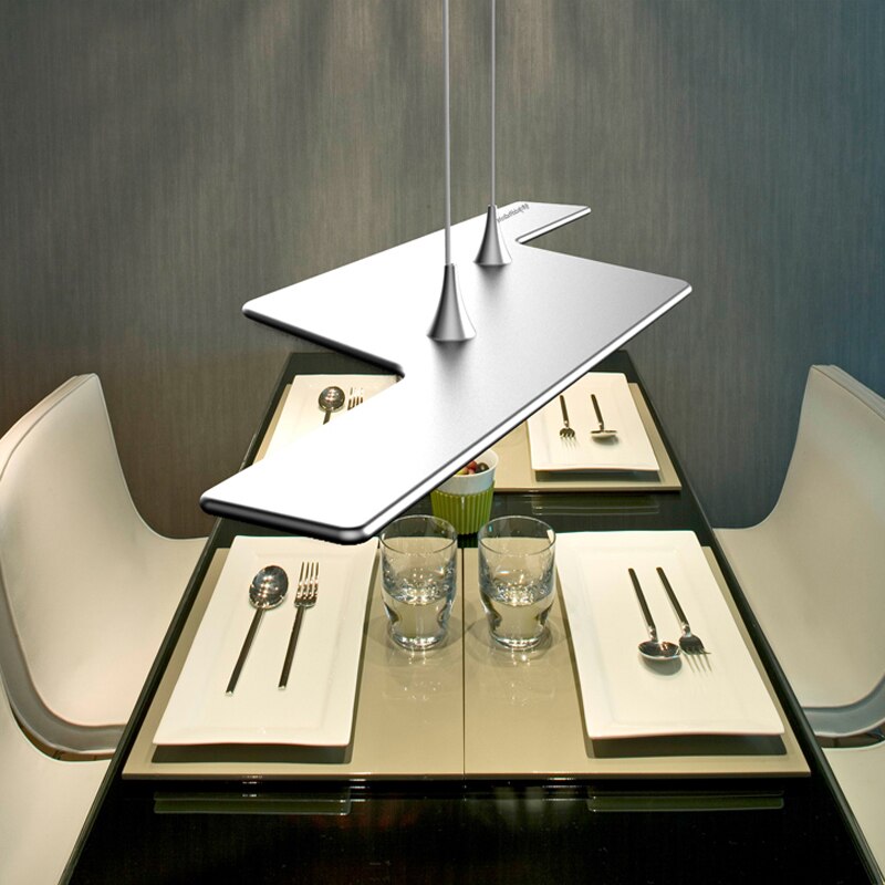 Suspension moderne LED en zig zag argenté Maya - vue 3 sur 7
