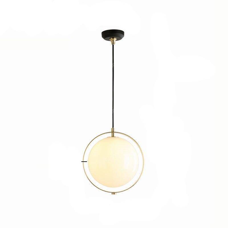 Suspension design LED avec cercle doré et boule en verre - vue 5 sur 6