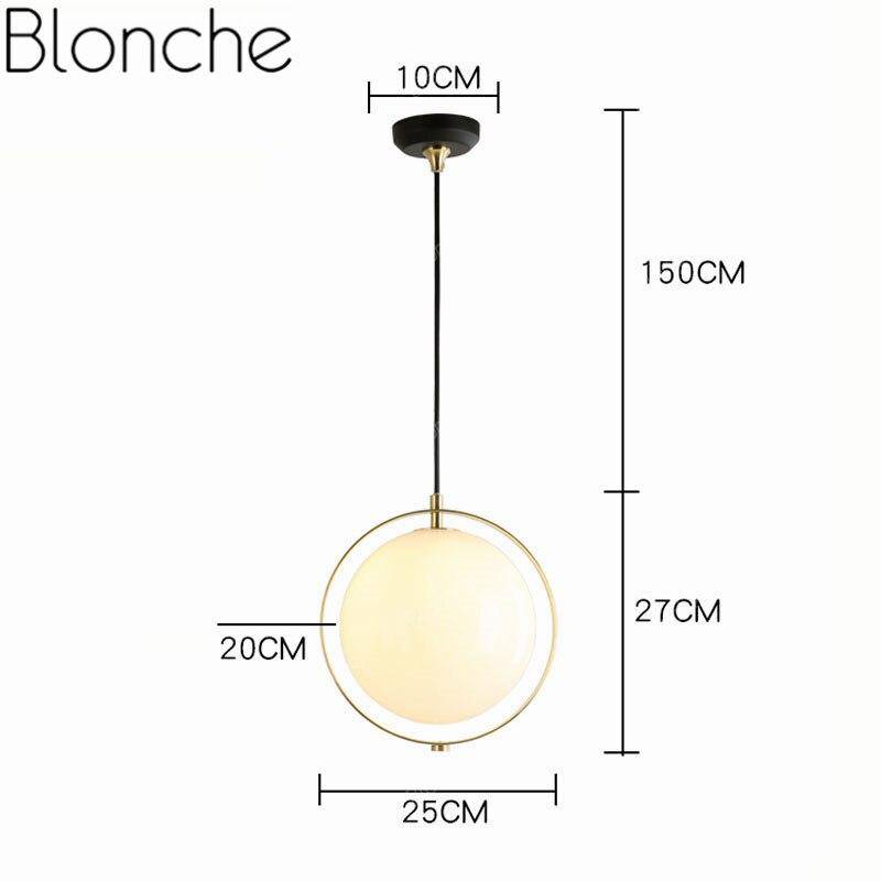 Suspension design LED avec cercle doré et boule en verre - vue 6 sur 6