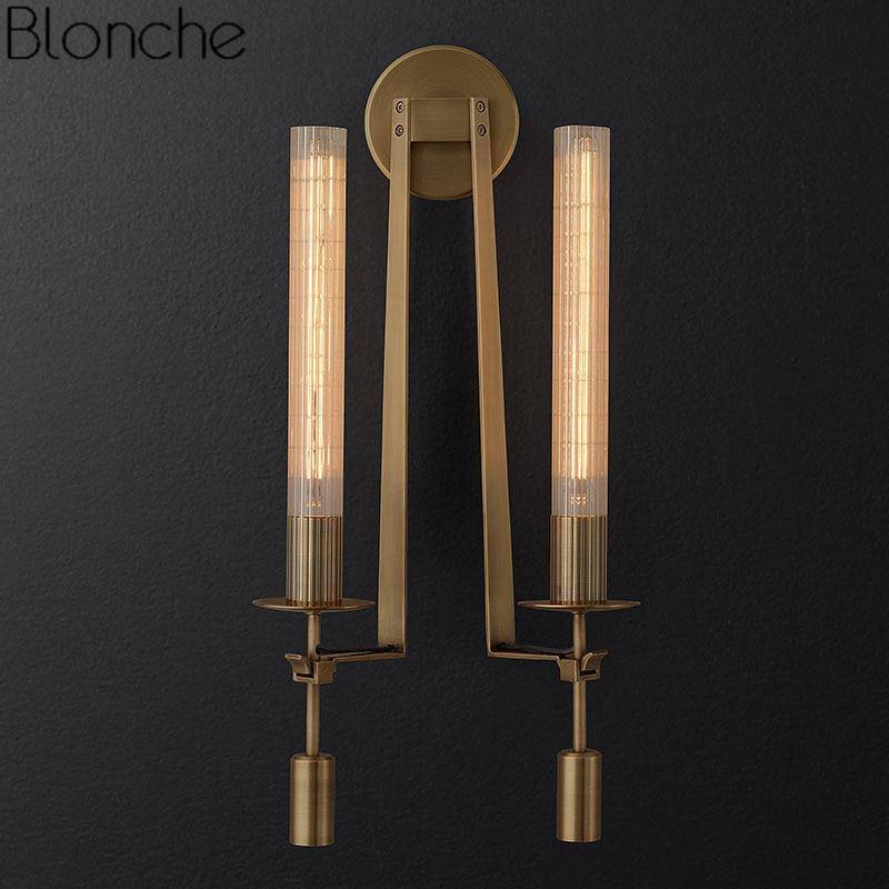 Applique murale retro LED avec abat-jour cylindre style Bronze