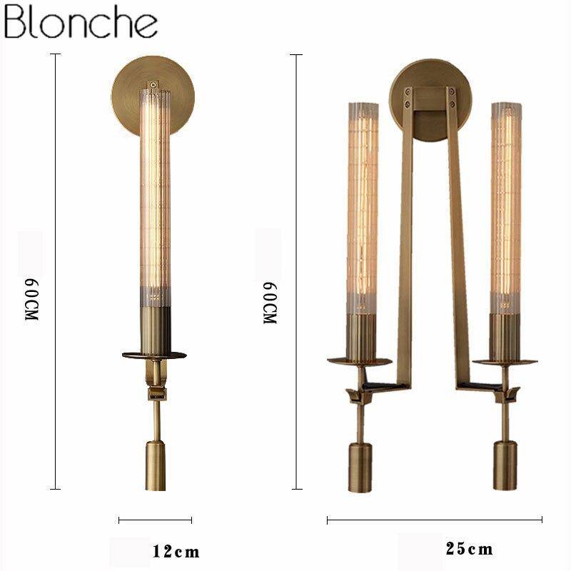 Applique murale retro LED avec abat-jour cylindre style Bronze - vue 8 sur 8